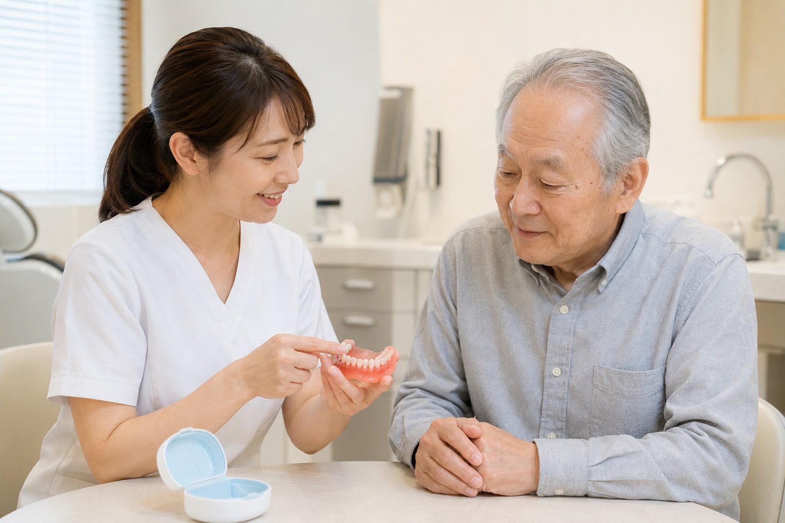 ご高齢の方への入れ歯のお手入れ説明