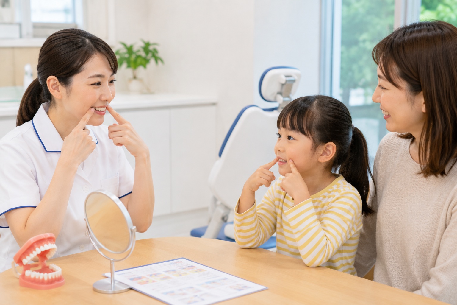 お子様の口呼吸改善トレーニングを行う様子